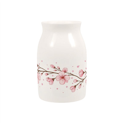 Purely Home Pink Cherry Blossoms Small Porcelain Vase from B&Q
