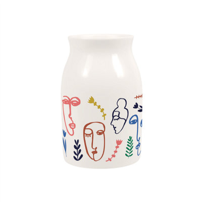 Purely Home Colourful Faces Small Porcelain Vase from B&Q
