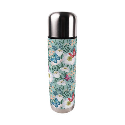 Purely Home Flowers & Butterflies Large Reusable Thermal Flask from B&Q