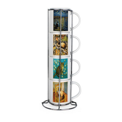 Purely Home Van Gogh Cat Paintings Small Stacking Mugs SetArtwork Gifts For Cat Lovers from B&Q
