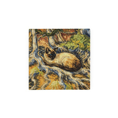 Purely Home Van Gogh Tree Roots Cat Square Glass Hot Pot StandHeat Resistant Non-Slip Trivet from B&Q