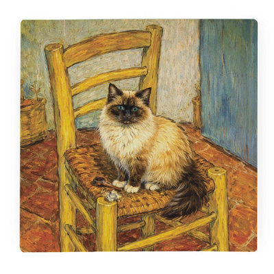 Purely Home Van Gogh's Chair Ragdoll Cat Large Square Worktop ProtectorSmooth Glass Chopping Board from B&Q