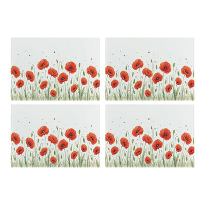 Purely Home Summer Poppies Glass PlacematsSet Of 4 from B&Q
