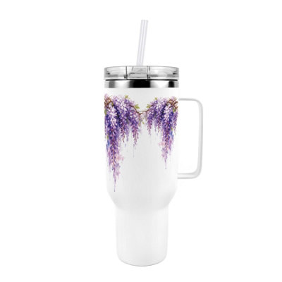 40oz Stainless Steel XL Travel Cup with Straw and Lid - Purple Wisteria - Image 3