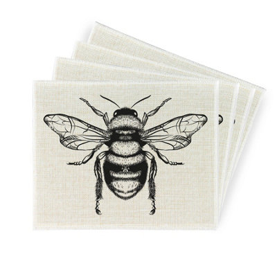Purely Home Honey Bee Linen PlacematsSet Of 4