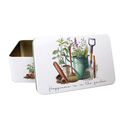 Purely Home Happiness Is In The Garden Storage TinMetal Tool/seed Tin Gifts For Gardeners from B&Q