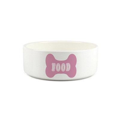 Pink Dog Bone Food Bowl - Small Ceramic 500ml Dish Gift for Dogs - Image 3
