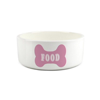 Pink Dog Bone Food Bowl - Large Ceramic 1L Dish Gift for Dogs - Image 3