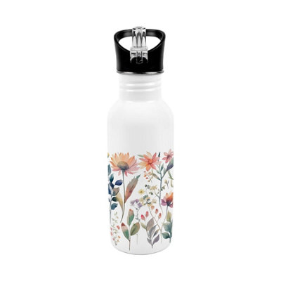 Purely Home Pastel Flowers Metal Canteen Water Bottle - Multi - Image 3