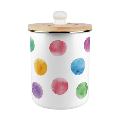 Purely Home Colourful Polka Dots Food Waste CaddyEnamel 2L Kitchen Compost Bin from B&Q