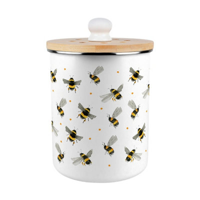 B&Q -  Watercolour Bees Food Waste CaddyEnamel 2L Kitchen Compost Bin
