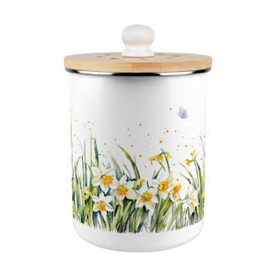 Purely Home Spring Daffodils Food Waste CaddyEnamel 2L Kitchen Compost Bin from B&Q