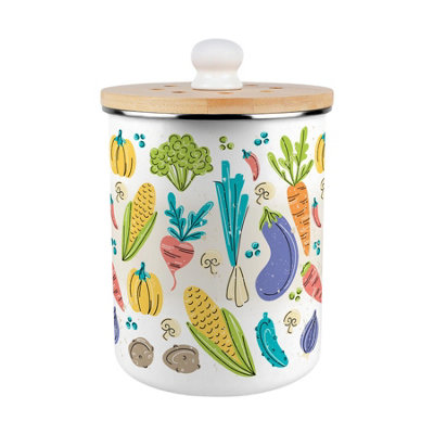 Purely Home Vintage Allotment Food Waste CaddyEnamel 2L Kitchen Compost Bin