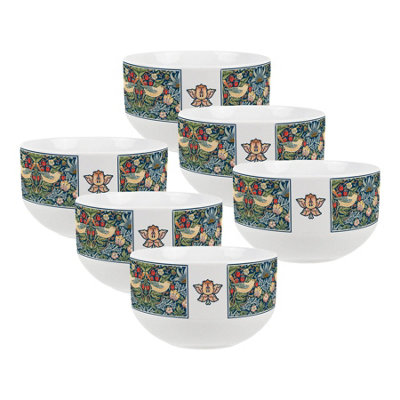 Purely Home Blue Strawberry Thief Ceramic Bowl - Blue / 6 - Image 3