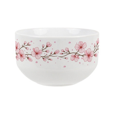 Purely Home Pink Cherry Blossoms Ceramic BowlDinnerware Serving/cereal Bowl from B&Q