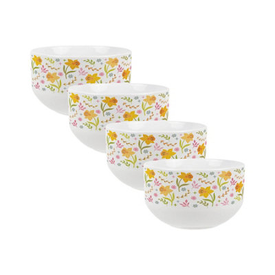 Purely Home Yellow Daffodils Ceramic BowlsDinnerware Serving/cereal BowlsSet Of 4 from B&Q