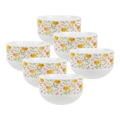 Purely Home Yellow Daffodils Ceramic BowlsDinnerware Serving/cereal BowlsSet Of 6 from B&Q
