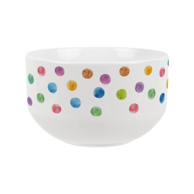 Purely Home Rainbow Polka Dots Ceramic BowlDinnerware Serving/cereal Bowl from B&Q