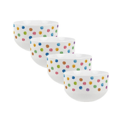 Purely Home Rainbow Polka Dots Ceramic BowlsDinnerware Serving/cereal BowlsSet Of 4 from B&Q