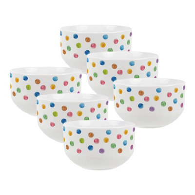 Purely Home Rainbow Polka Dots Ceramic BowlsDinnerware Serving/cereal BowlsSet Of 6 from B&Q
