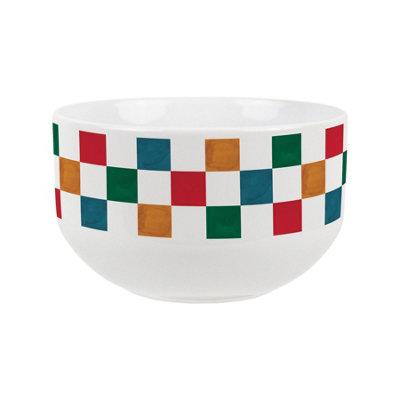 Purely Home Colourful Checkered Ceramic BowlDinnerware Serving/cereal Bowl from B&Q