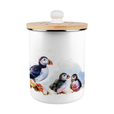 Purely Home Seaside Puffins Compost CaddyMetal 2L Decorative Food Waste Bin from B&Q