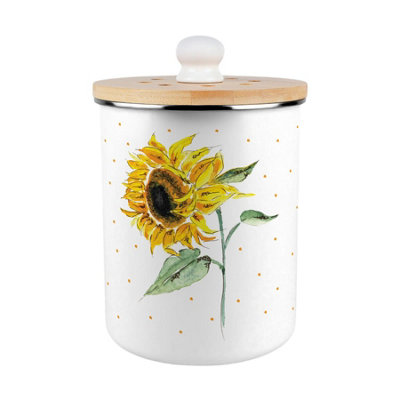 Purely Home Painted Sunflower Food Waste CaddyEnamel 2L Kitchen Compost Bin from B&Q