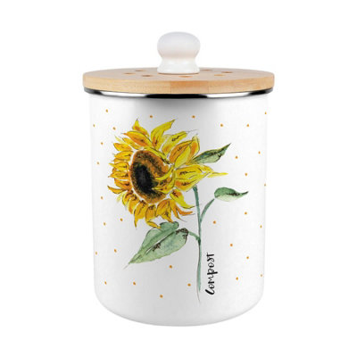 Purely Home Painted Sunflower Compost CaddyEnamel 2L Kitchen Food Bin from B&Q