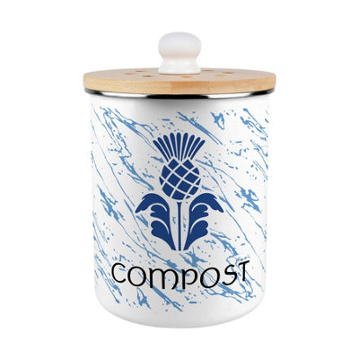 Purely Home Scottish Thistle Compost CaddyEnamel 2L Kitchen Food Bin from B&Q