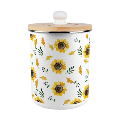 Purely Home Sunflowers Print Food Waste CaddyEnamel 2L Kitchen Compost Bin from B&Q