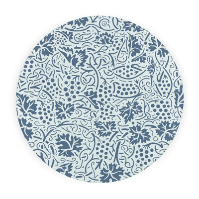 Purely Home Blue Oak Leaves & Berries Round Worktop ProtectorTextured Glass Chopping Board from B&Q