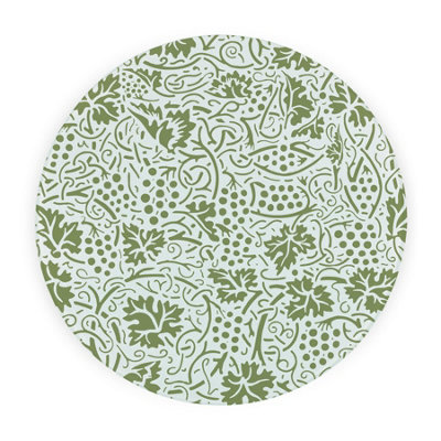 Purely Home Green Oak Leaves & Berries Round Worktop ProtectorTextured Glass Chopping Board from B&Q