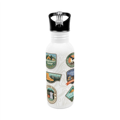 Purely Home Adventure Stickers Flip-Top Water Bottle