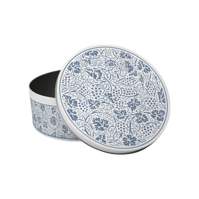 Purely Home Blue Oak Leaves & Berries Round Cake TinSmall Baking Storage Kitchen Gift from B&Q