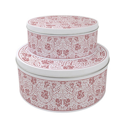 Purely Home Red Oak Leaves & Berries Round Nesting Cake Tin SetBaking Storage Gift from B&Q