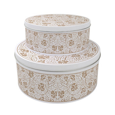 Purely Home Yellow Oak Leaves & Berries Round Nesting Cake Tin SetBaking Storage Gift from B&Q