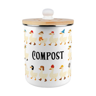 Purely Home Silly Goose Compost CaddyEnamel 2L Kitchen Food Waste Bin from B&Q