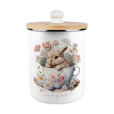 Purely Home Teacup Bunny Compost CaddyEnamel 2L Kitchen Food Waste Bin from B&Q