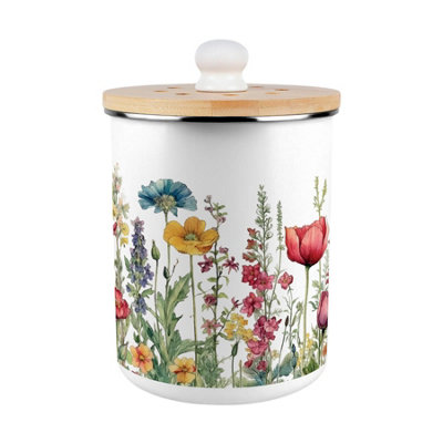 Purely Home Wildflowers Food Waste CaddyEnamel 2L Kitchen Compost Bin from B&Q
