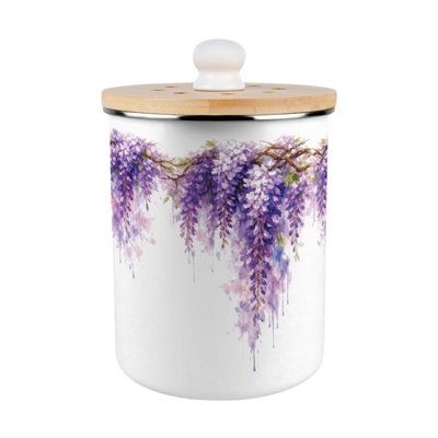 Purely Home Purple Wisteria Food Waste CaddyEnamel 2L Kitchen Compost Bin