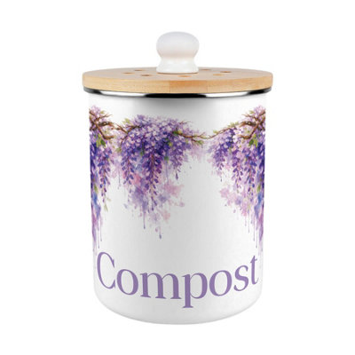 Purely Home Purple  Wisteria Compost CaddyEnamel 2L Kitchen Food Waste Bin