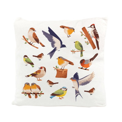 Purely Home Colourful British Birds Velvet Cushion from B&Q