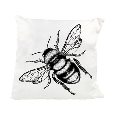 Purely Home Black Sketched Honey Bee Cushion