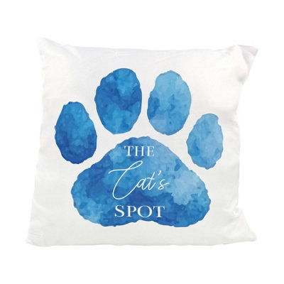 Purely Home The Cat's Spot Blue Paw Print Cushion