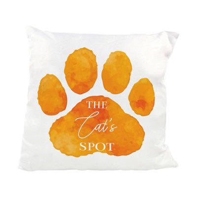 Purely Home The Cat's Spot Orange Paw Print Cushion