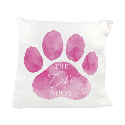 Purely Home The Cat's Spot Pink Paw Print Cushion