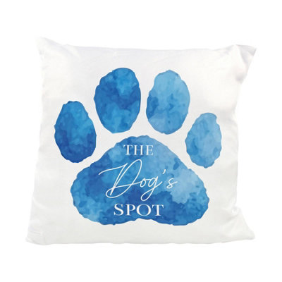 Purely Home The Dog's Spot Blue Paw Print Cushion