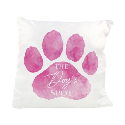 Purely Home The Dog's Spot Pink Paw Print Cushion