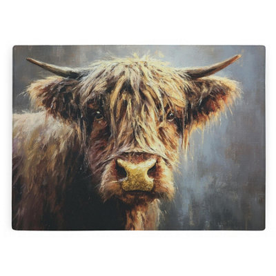 Purely Home Highland Cow Large Smooth Glass Worktop Protector - Kitchen Chopping Board - Brown - Image 3