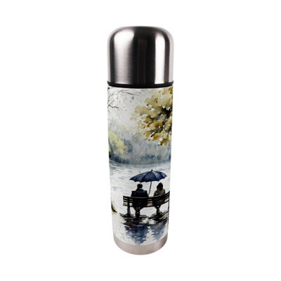 B&Q -  Couple In The Rain Large Reusable Thermal Flask